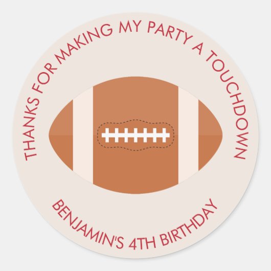 Football Sport Thema Verjaardag Ronde Sticker (Voorkant)