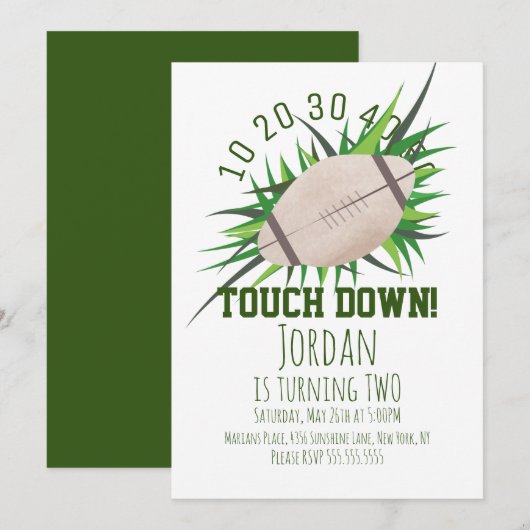 Football Sport TouchDown Tailgating Grass Party Kaart (Voorkant / Achterkant)