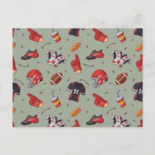 Football Sportapparatuur met voedselpatroon Briefkaart (Voorkant)