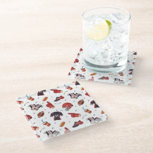 Football Sportapparatuur met voedselpatroon Glazen Onderzetter