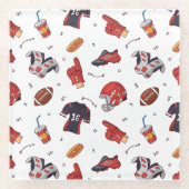 Football Sportapparatuur met voedselpatroon Glazen Onderzetter (Voorkant)