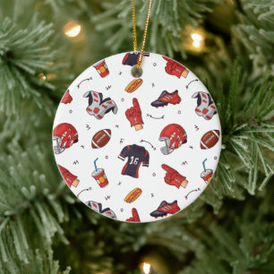 Football Sportapparatuur met voedselpatroon Keramisch Ornament