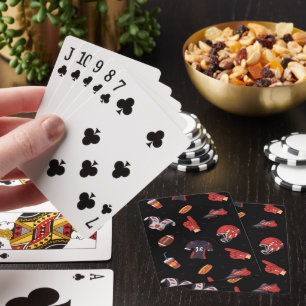 Football Sportapparatuur met voedselpatroon Pokerkaarten