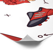 Football Sportapparatuur met voedselpatroon Poster (Hoek)