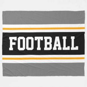 FOOTBALL Sportief Athletisch Grijs Zwart Wit Strep Fleece Deken