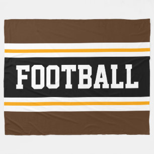 FOOTBALL Sportief Bruin Zwart Wit Racing Stripes Fleece Deken