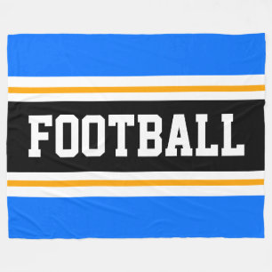 FOOTBALL Sportief Helderblauw Zwart Wit Strepen Fleece Deken