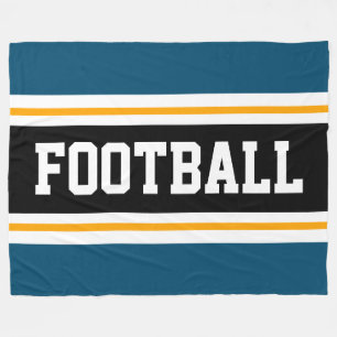 FOOTBALL Sportieve Oceaan Blauw Zwart Wit Strepen Fleece Deken