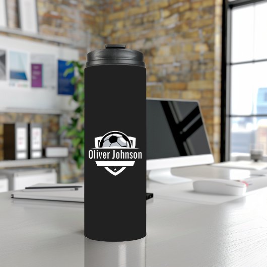 Football Sports Boys Zwart Thermosbeker