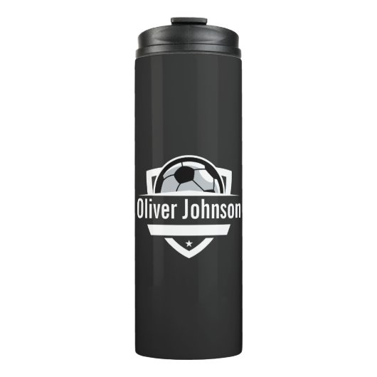 Football Sports Boys Zwart Thermosbeker (Voorkant)