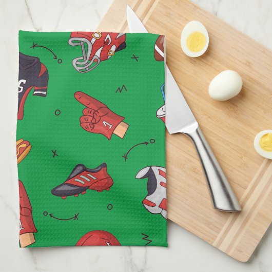 Football Sports Equipment with Food Pattern Theedoek (Quarter Fold)