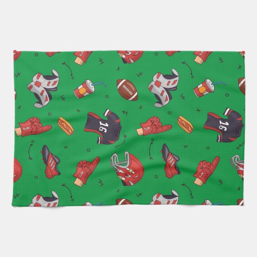 Football Sports Equipment with Food Pattern Theedoek (Horizontaal)