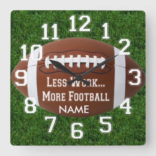 Football Sports Mancave Design Wall Clock Vierkante Klok (Voorkant)