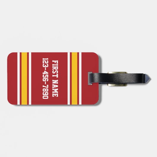 Football sportteam Jersey - Aangepast nummer Bagagelabel (Achterkant horizontaal)