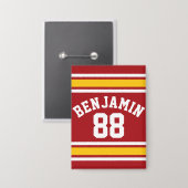 Football sportteam Jersey - Aangepast nummer Button (Voorkant / Achterkant)