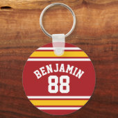 Football sportteam Jersey - Aangepast nummer Sleutelhanger (Voorkant)