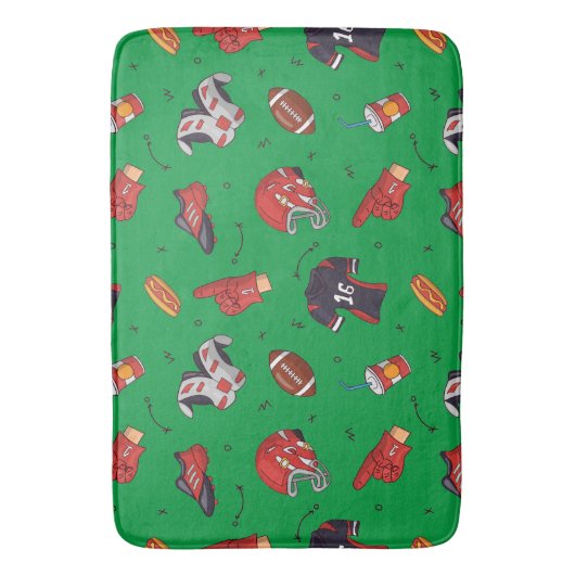 Football sportuitrusting, voedsel en Drink Badmat (Voorkant Verticaal)