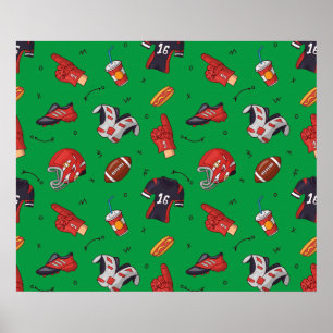 Football sportuitrusting, voedsel en Drink Poster