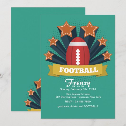 Football Stars Uitnodiging (Voorkant / Achterkant)