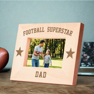 Football Superstar Dad Houten Gegraveerd Lijst