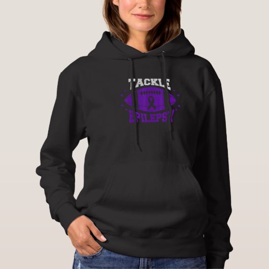 Football Tackle Epilepsy Retro Awareness Purple Ri Hoodie (Voorkant)