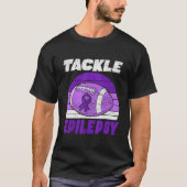 Football Tackle Epilepsy Retro Awareness Purple Ri T-shirt (Voorkant)