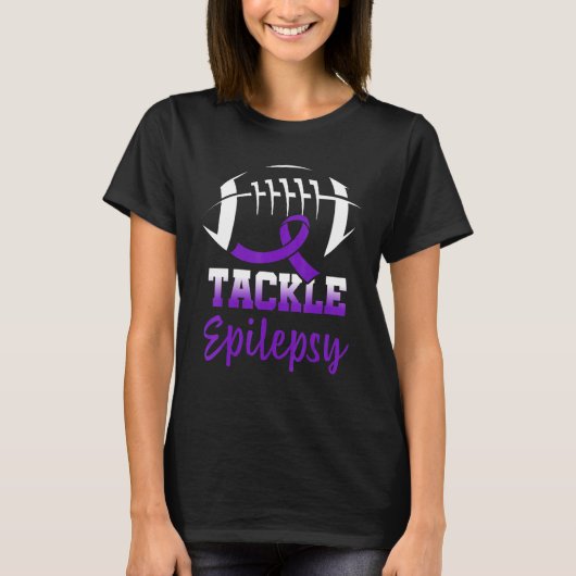 Football Tackle Epilepsy Retro Awareness Purple Ri T-shirt (Voorkant)