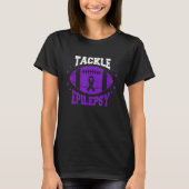 Football Tackle Epilepsy Retro Awareness Purple Ri T-shirt (Voorkant)
