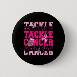 Football Tackle Pink Ribbon Borstkanker Awarenen Ronde Button 5,7 Cm