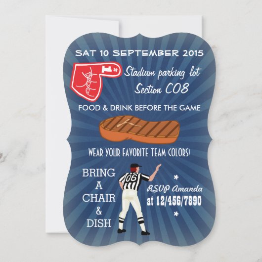 Football Tailgate Birthday Party Kaart (Achterkant)