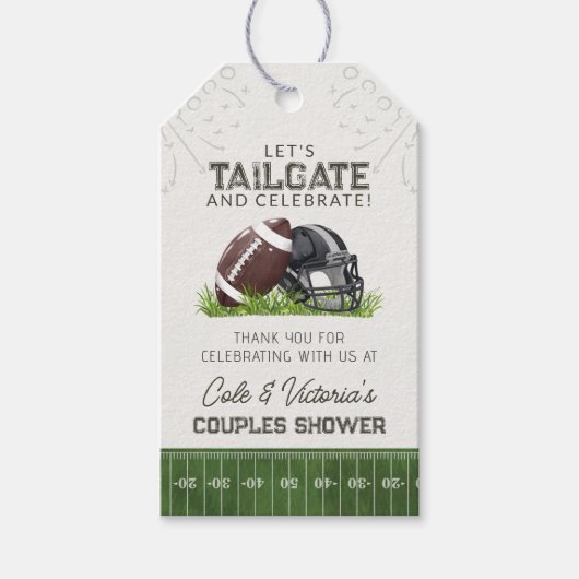 Football Tailgate & Celebrate Couples Douche Cadeaulabel (Voorkant)