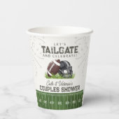 Football Tailgate & Celebrate Couples Douche Papieren Bekers (Achterkant)