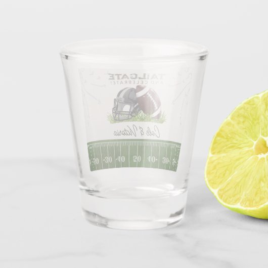 Football Tailgate & Celebrate Couples Douche Shot Glas (Achterkant)