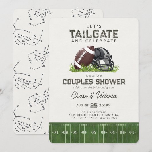 Football Tailgate en vieren Douche voor koppels Kaart (Voorkant / Achterkant)