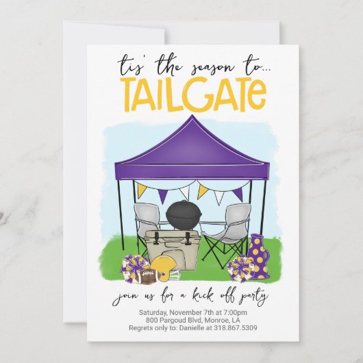 Football Tailgate Paarse Goud veranderen naar ELKE Kaart (Voorkant)