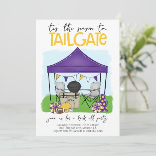 Football Tailgate Paarse Goud veranderen naar ELKE Kaart (Staand voorkant)