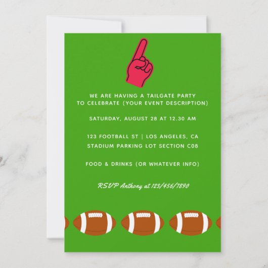 Football Tailgate Party Invitation Kaart (Achterkant)