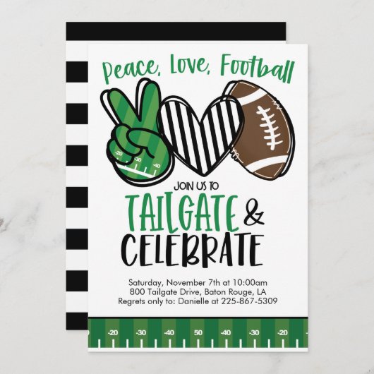 Football Tailgating Invite Kaart (Voorkant / Achterkant)