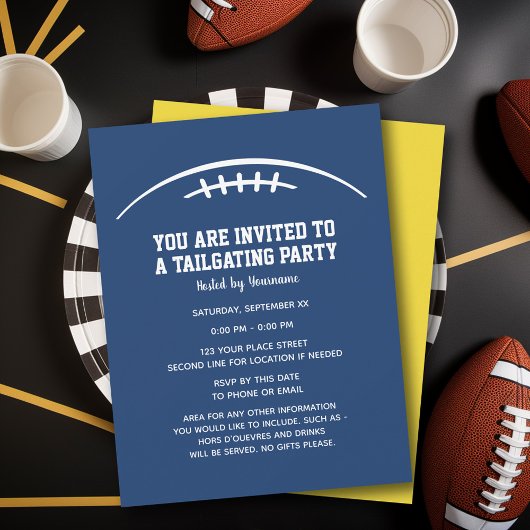 Football Tailgating Party - blauw geel Kaart