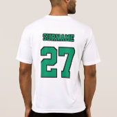 Football Team Achternaam Nummer Groene lijn T-shirt (Achterkant)