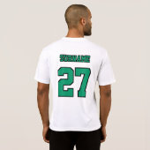 Football Team Achternaam Nummer Groene lijn T-shirt (Achterkant volledig)