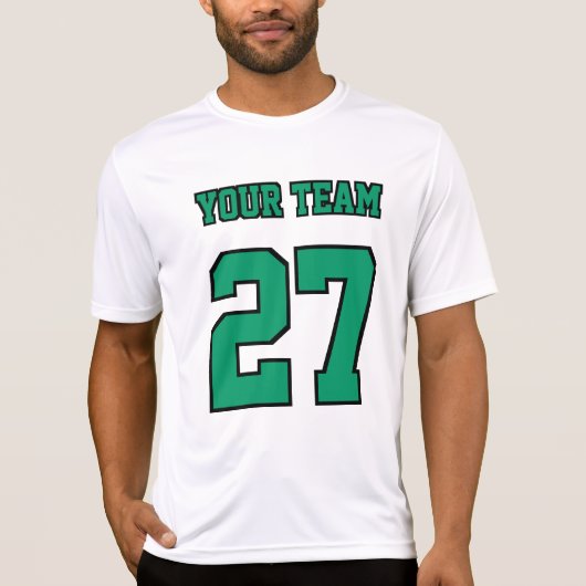 Football Team Achternaam Nummer Groene lijn T-shirt (Voorkant)