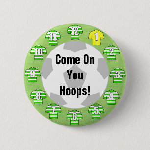 Football Team Badge met Green Hooped Shirten Ronde Button 5,7 Cm