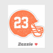 Football team helm gepersonaliseerd nummer oranje sticker (Vel)