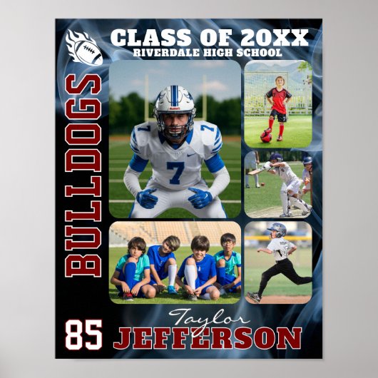 Football Team High School Sports Picture Collage Poster (Voorkant)