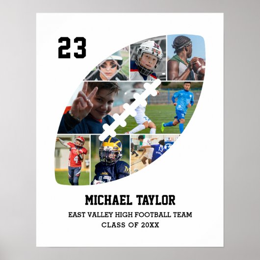 Football Team Senior Afstuderen Ball Fotocollage Poster (Voorkant)