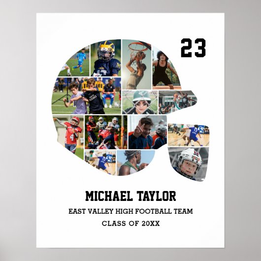 Football Team Senior Afstuderen Cadeau Fotocollage Poster (Voorkant)