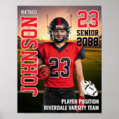 Football Team Senior MVP Player Photo Gift Sports Poster (Voorkant)