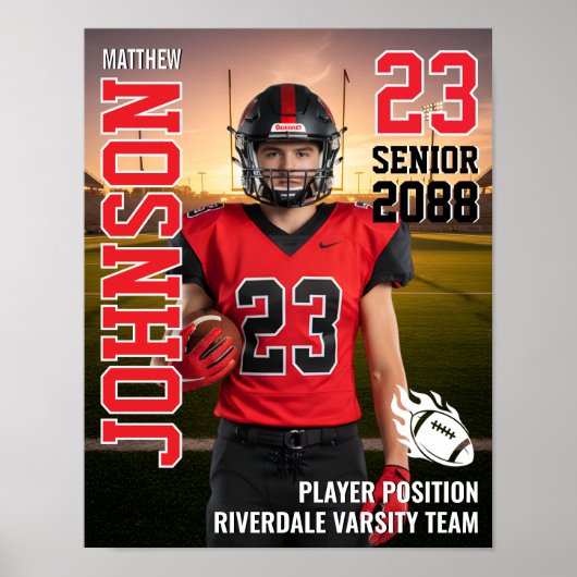 Football Team Senior MVP Player Photo Gift Sports Poster (Voorkant)