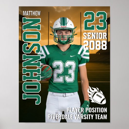 Football Team Senior Player Photo Gift Sports Poster (Voorkant)